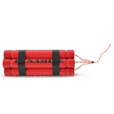 TNT, dynamite bomb isolated on white background. 3d illustration High resolutionの写真素材