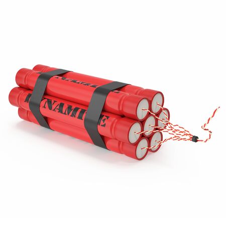 TNT, dynamite bomb isolated on white background. 3d illustration High resolutionの写真素材