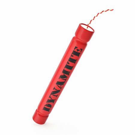 Red Dynamite isolated on white background. 3d illustration High resolutionの写真素材