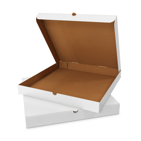 Open white box for pizza. 3d illustration High resolutionの写真素材
