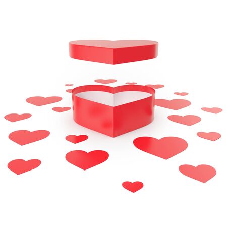 Happy Valentine's day and open heart gift. 3d illustration High resolutionの写真素材