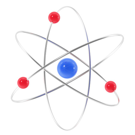 Icon red and blue atom. 3d illustrationの写真素材