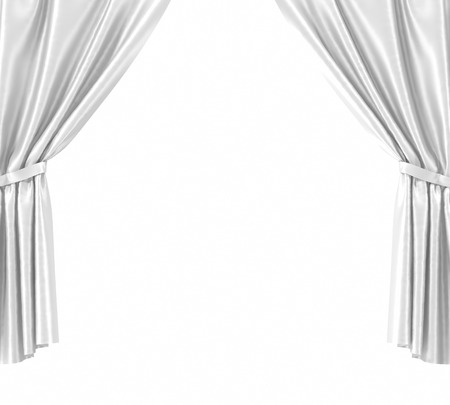 empty, blank, white curtain isolated on white background. 3d illustrationの写真素材