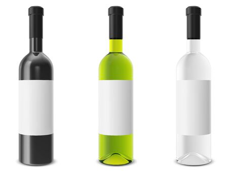 Set wine bottle isolated on white background. 3d illustrationの写真素材