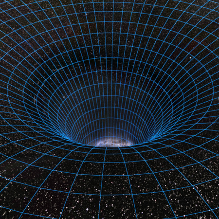 Abstract black holes, wormholes, warp tunnel. 3d illustration
