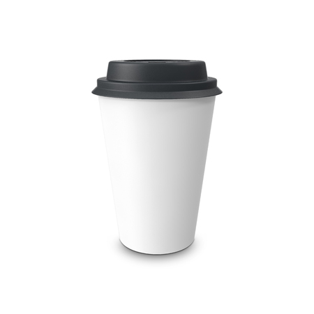Blank paper coffee cup isolated on white background. 3D illustrationの写真素材