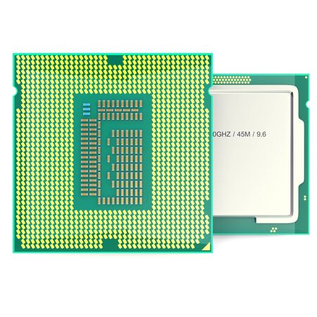Modern multicore CPU isolated on white. 3d illustration