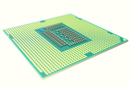 CPU chip, central processor unit, isolated with depth of field effects. 3d illustration