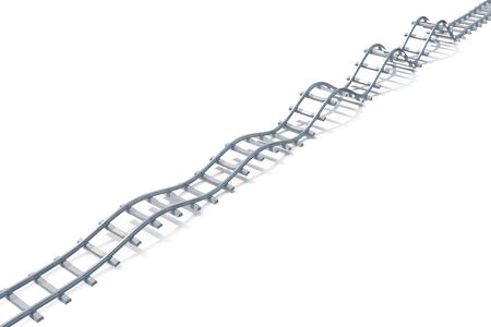 Wave railroad aerial view isolated on white background. 3d illustrationの写真素材