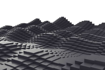 Abstract background of black metal cubes in the form of a wave. 3d illustrationの写真素材