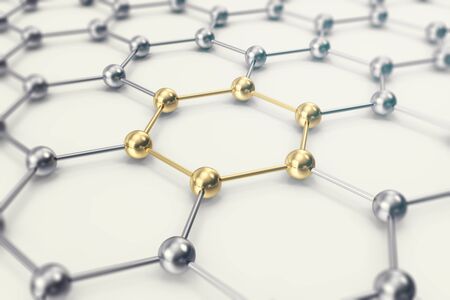 Molecules connected, crystallized in the hexagonal system 3d illustration