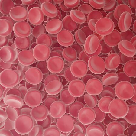 Red blood cells in top view. 3d illustration high quality.