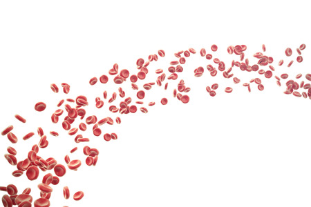 3d illustration of red blood cells isolated on white backgroundの写真素材
