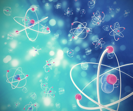 Abstract background of moving atoms, 3d illustration of a high qualityの写真素材