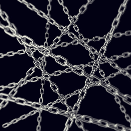 Tangled chain isolated on white background, 3d illustrationの写真素材