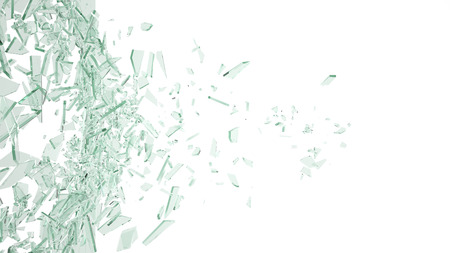 Broken glass background isolated on white. 3d illustrationの写真素材