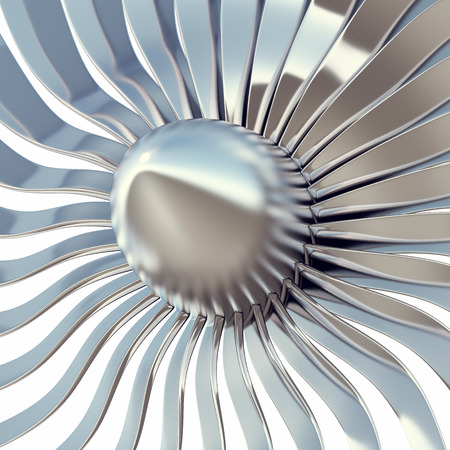 Turbo jet engine blades close-up, 3d illustrationの写真素材