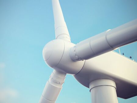 Wind turbine with blue sky, 3d illustration high resolutionの写真素材