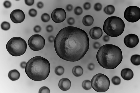 Cell under microscope. Life and biology, medicine scientific, molecular research dna. 3d illustrationの写真素材