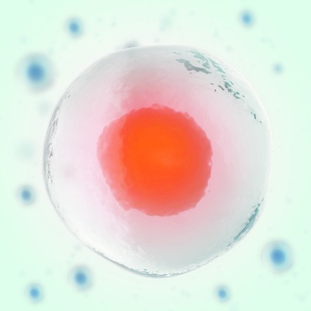 Infected cell human in centre, medicine scientific background. 3d illustrationの写真素材