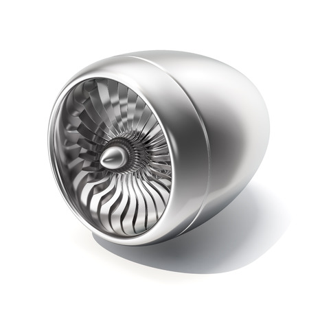 Jet engine isolated on white background. 3d rendering.