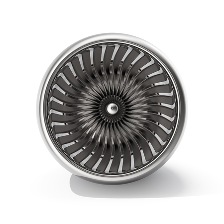 Jet engine front view isolated on white background. 3d rendering.の写真素材