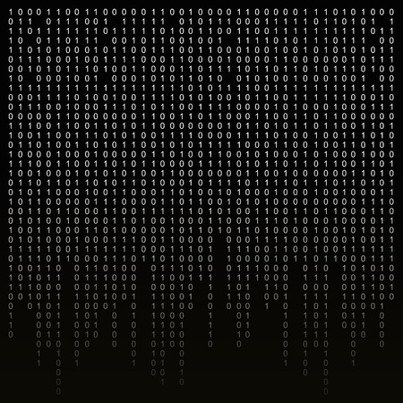 Binary code on a black background. binary algorithm, encryption, encoding matrixの写真素材