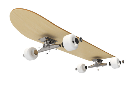 3d rendring disassembled schematic skateboard on white background.の写真素材