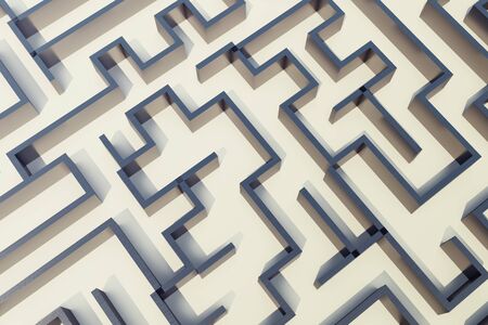 3d illustration cocrete labyrinth, complex problem solving concept.