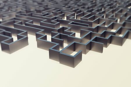 3d illustration cocrete labyrinth, complex problem solving concept.の写真素材
