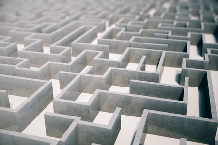 3d illustration cocrete labyrinth, complex problem solving concept.の写真素材