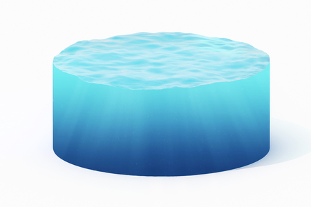3d rendering of cross section of water cylinder isolated on white with shadowの写真素材