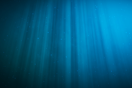 3d rendering underwater with sunrays and in deep tropical seaの写真素材