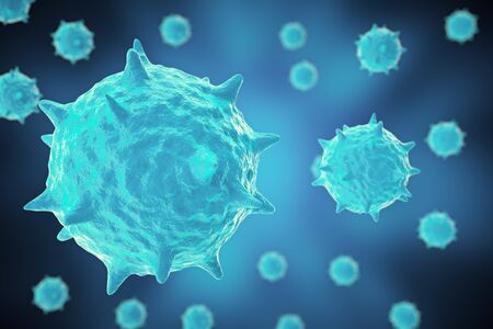 3d rendering virus, bacteria, cell infected organism, virus abstract backgroundの写真素材