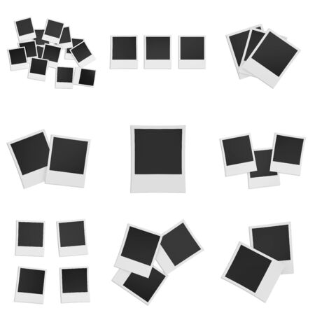 Retro photo frame isolated on white background. 3D illustrationの写真素材
