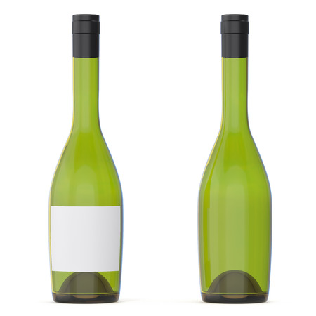 Set of wine bottles with empty blank isolated on white background. 3d renderingの写真素材