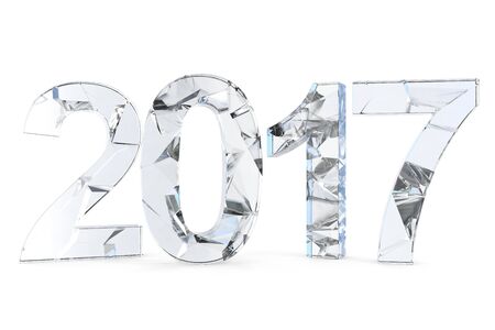 New 2017 year glass isolated on white background. 3D rendering.の写真素材