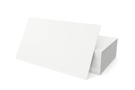Stack of blank business card on white background. 3d renderingの写真素材