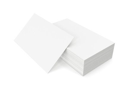 Stack of blank business card on white background. 3d renderingの写真素材