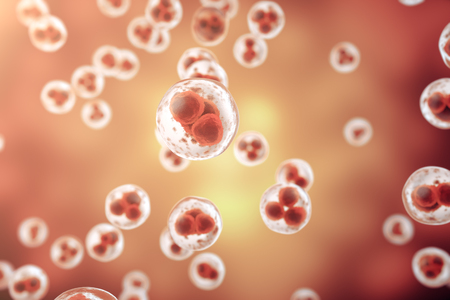 Red cell background. Life and biology, medicine scientific, molecular research dna. 3d rendering