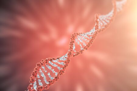 Digital illustration DNA structure in colourful background. Medicine concept 3d renderingの写真素材