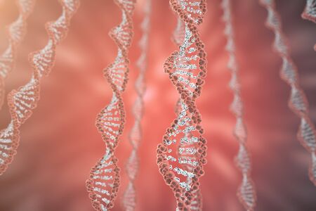 Digital illustration DNA structure in colourful background. Medicine concept 3d renderingの写真素材
