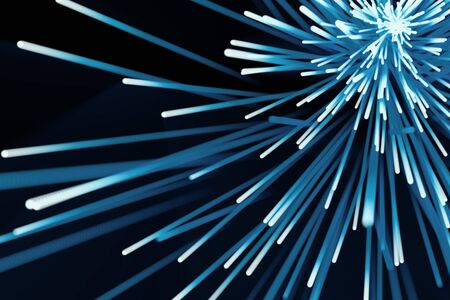 Abstract particles background. Burst lines with lights. 3d renderingの写真素材