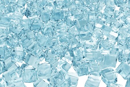 Heap of ice cubes. background of blue ice cubes 3d renderingの写真素材