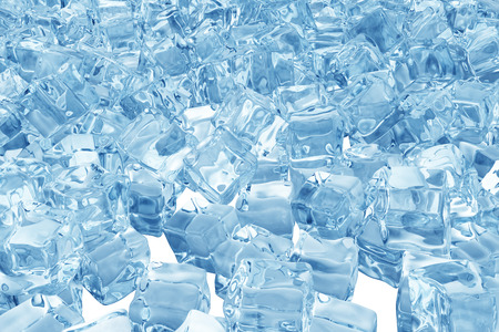 Ice cubes background, pile of blue ice cubes, 3d renderingの写真素材