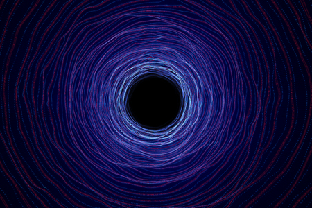 Abstract speed tunnel warp in space, wormhole or black hole, scene of overcoming the temporary space in cosmos, 3d renderingの写真素材
