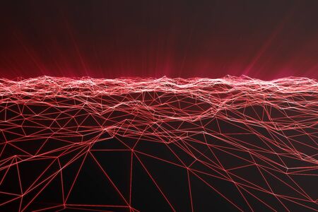 Abstract polygonal space low poly with connecting dots and lines. Futuristic background. Connection structure, 3d renderingの写真素材