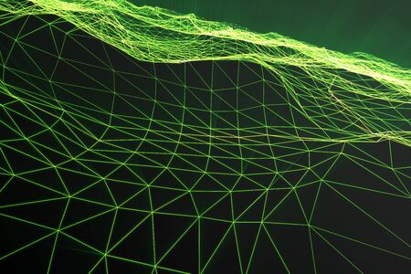 Abstract polygonal space low poly with connecting dots and lines. Futuristic background. Connection structure, 3d renderingの写真素材
