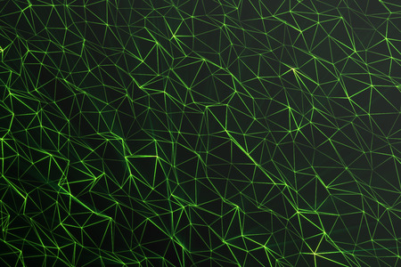 Abstract polygonal space low poly dark background with connecting dots and lines. Connection structure, shine effects, 3d renderingの写真素材