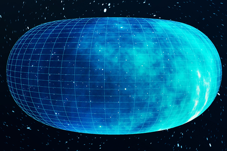 Across the universe. Traveling in space. Time travel. Scene of overcoming the temporary space in cosmos, 3d renderingの写真素材